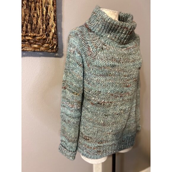 Anthropologie MOTH Sweater Blue Specks M Medium Thick Collared Alpaca Blend - Picture 9 of 13